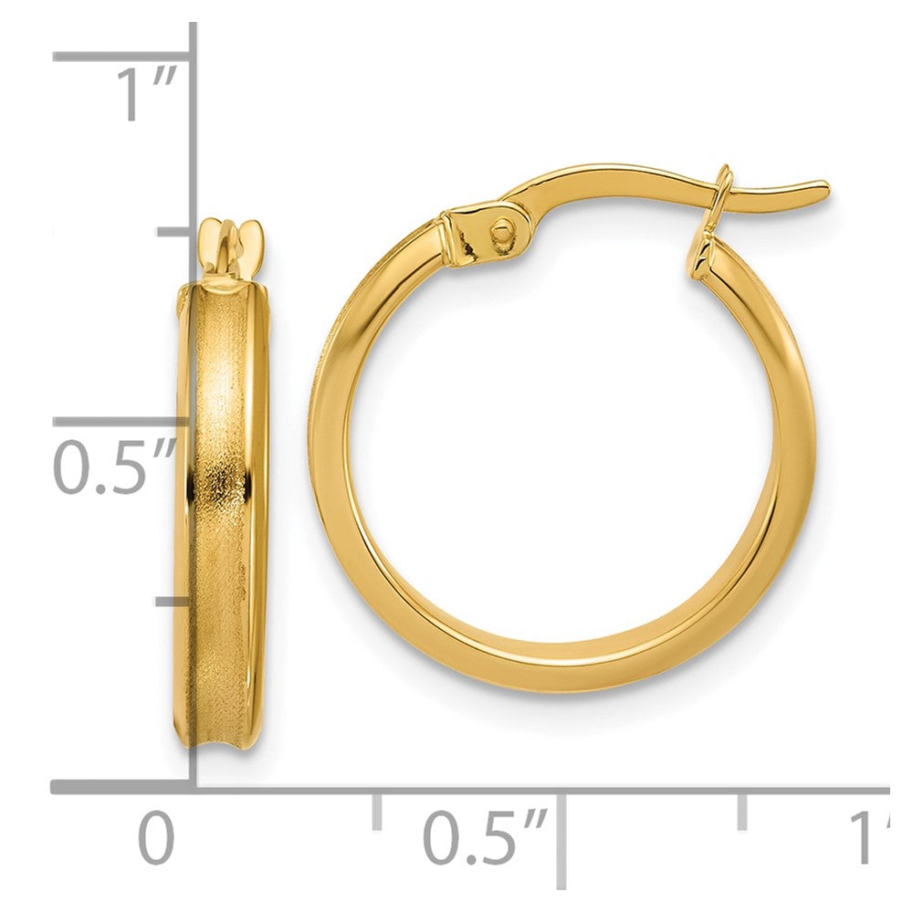 14K Polished and Satin Round Hoop Earrings