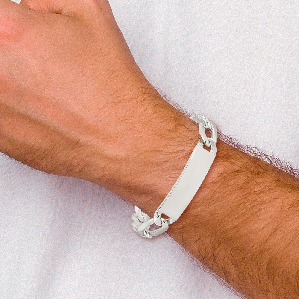 Sterling Silver Figaro Link ID Bracelet 8.5 inches