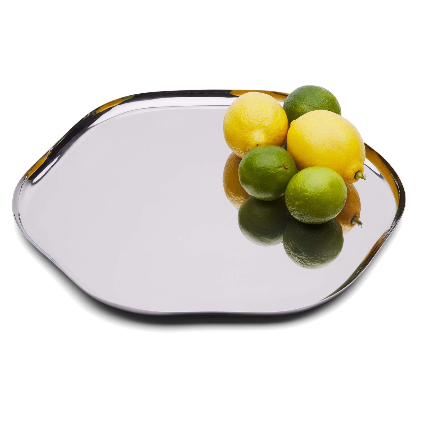 Leeber 72183 14 x 13.25 x 0.9 in. Organic Shape Tray, Silver - Stainless Steel