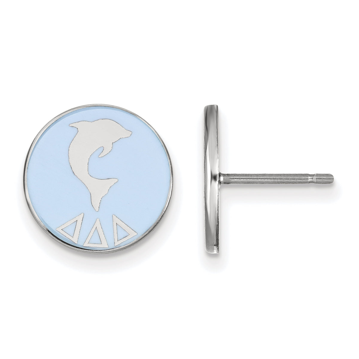 Sterling Silver Official Licensed Greek Sororities Delta Delta Delta (???) Enameled Post Earrings