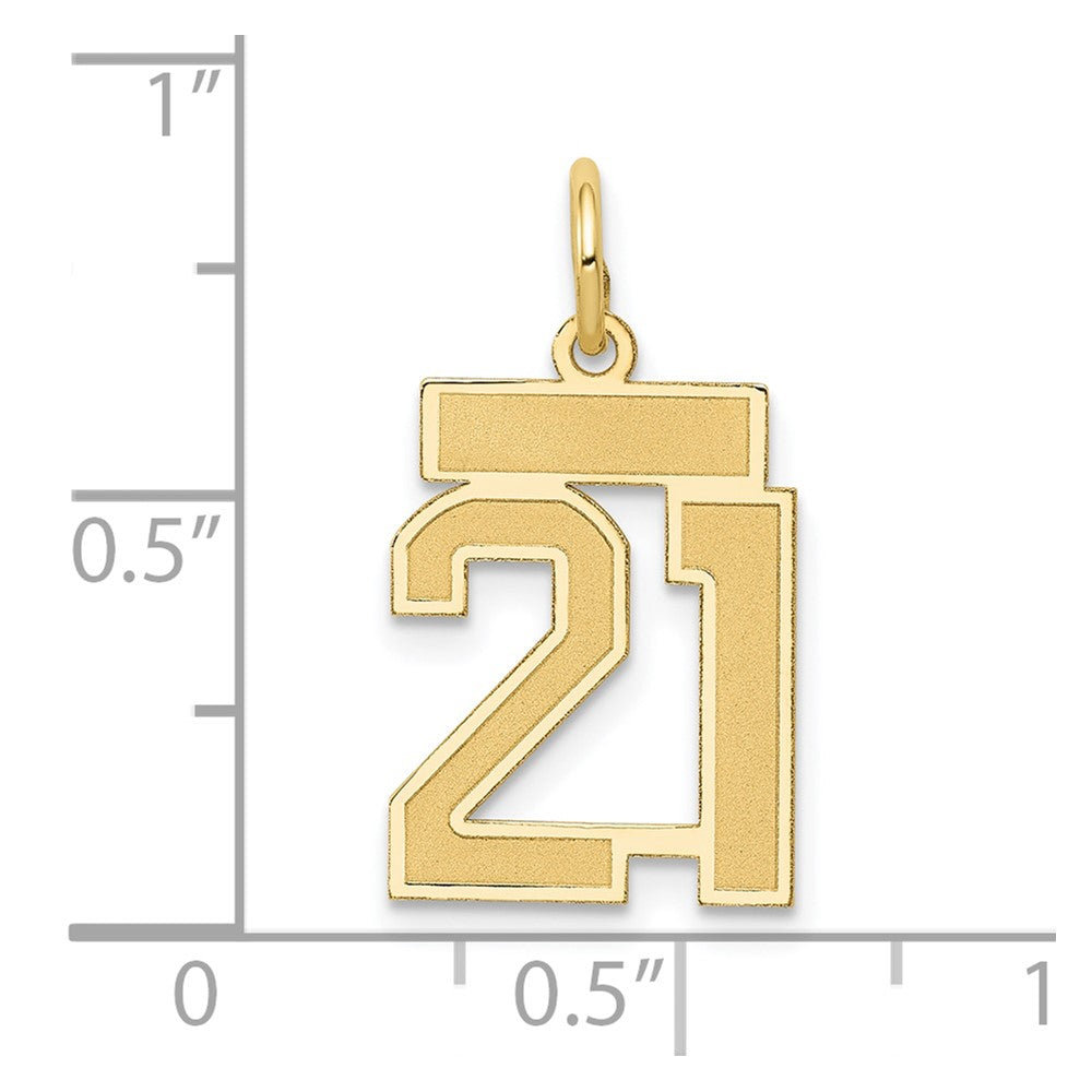 14k Small Satin Number 21 Charm