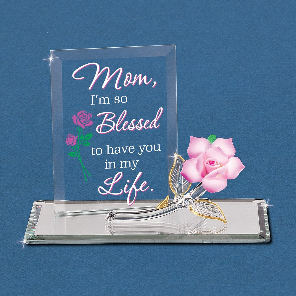 Glass Baron MOM, I'M SO BLESSED. with Rose Figurine
