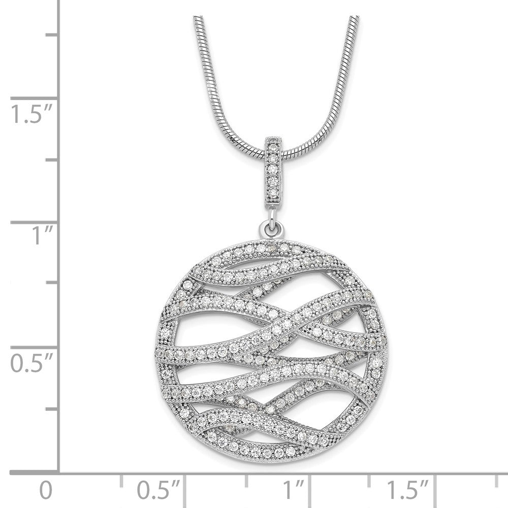 Sterling Silver & CZ Brilliant Embers Polished Fancy Round Necklace