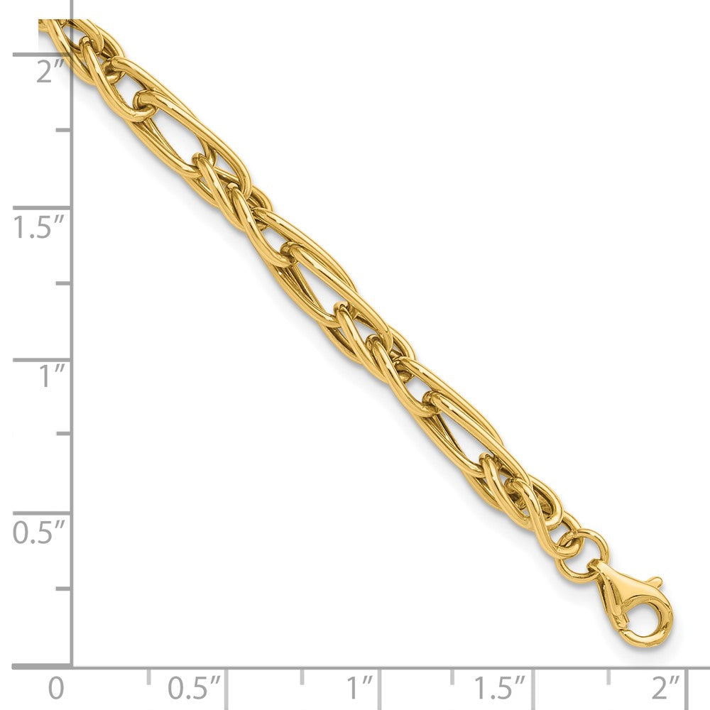 10K Polished Fancy Link w/1in ext. Bracelet 8.5 inches