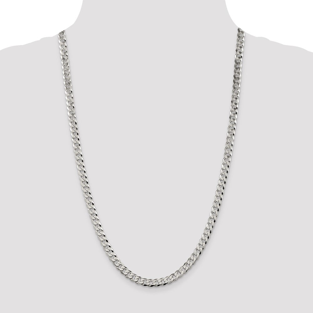 Sterling Silver 6mm Beveled Curb Chain 26 Inches