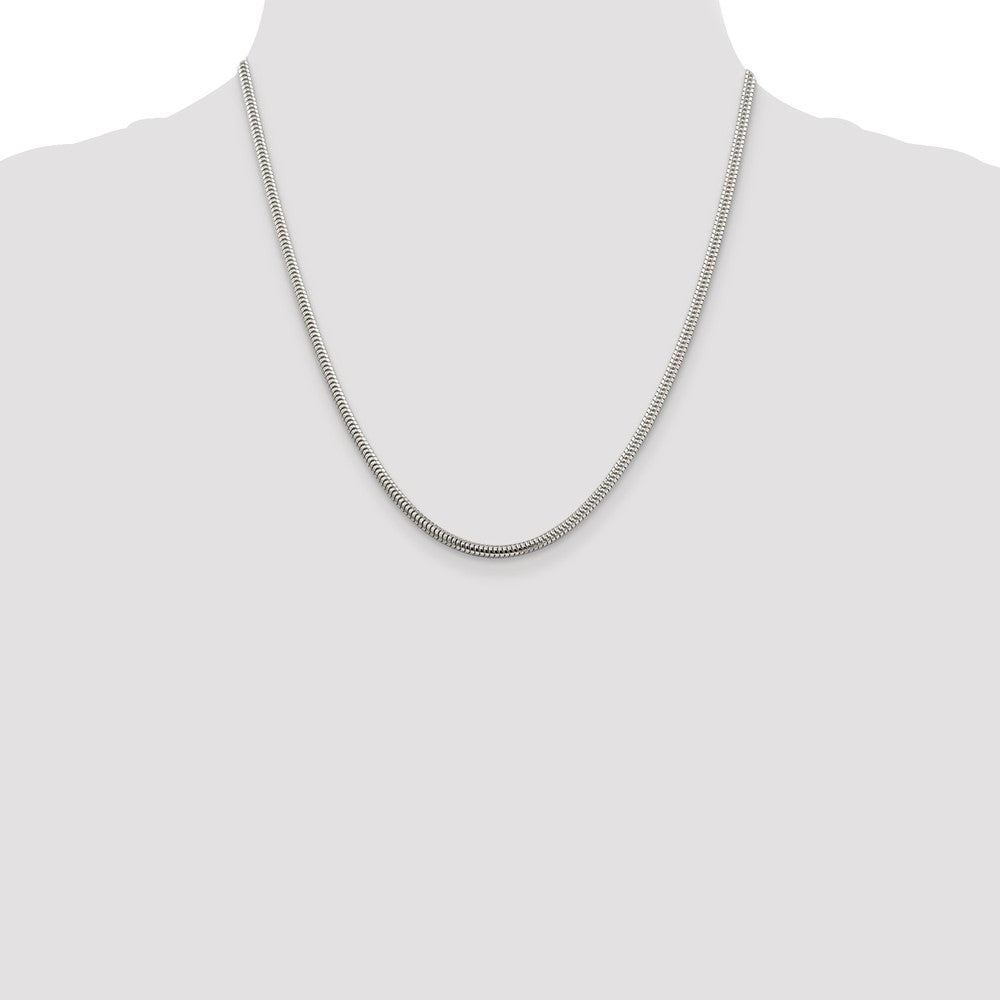 Sterling Silver 3mm Round Snake Chain 20 Inches
