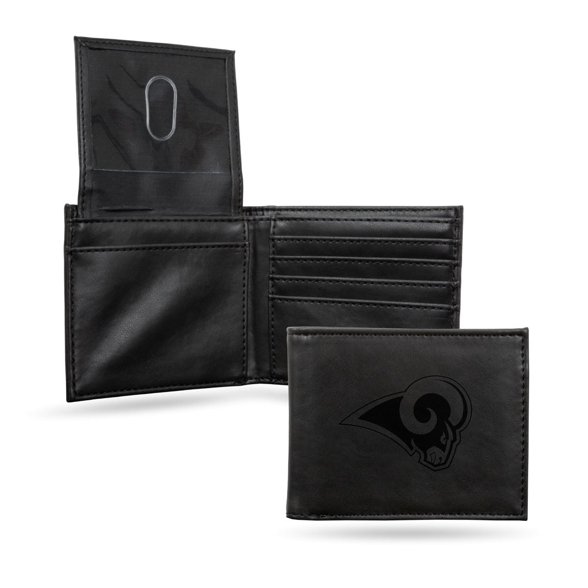 Los Angeles LA Rams NFL Laser Engraved Black Billfold Wallet