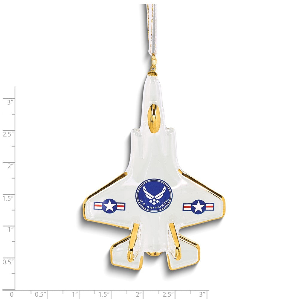 Glass Baron US Air Force Logo F-35 Jet Glass Ornament