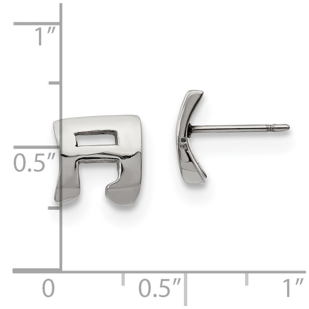 Stainless Steel Polished Music Note Post Earrings