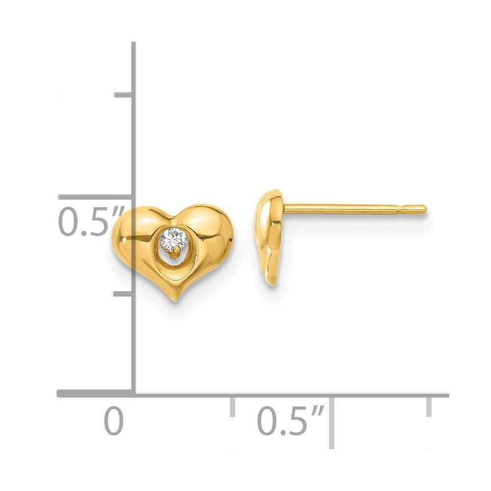 14k Madi K CZ Children's Heart Post Earrings