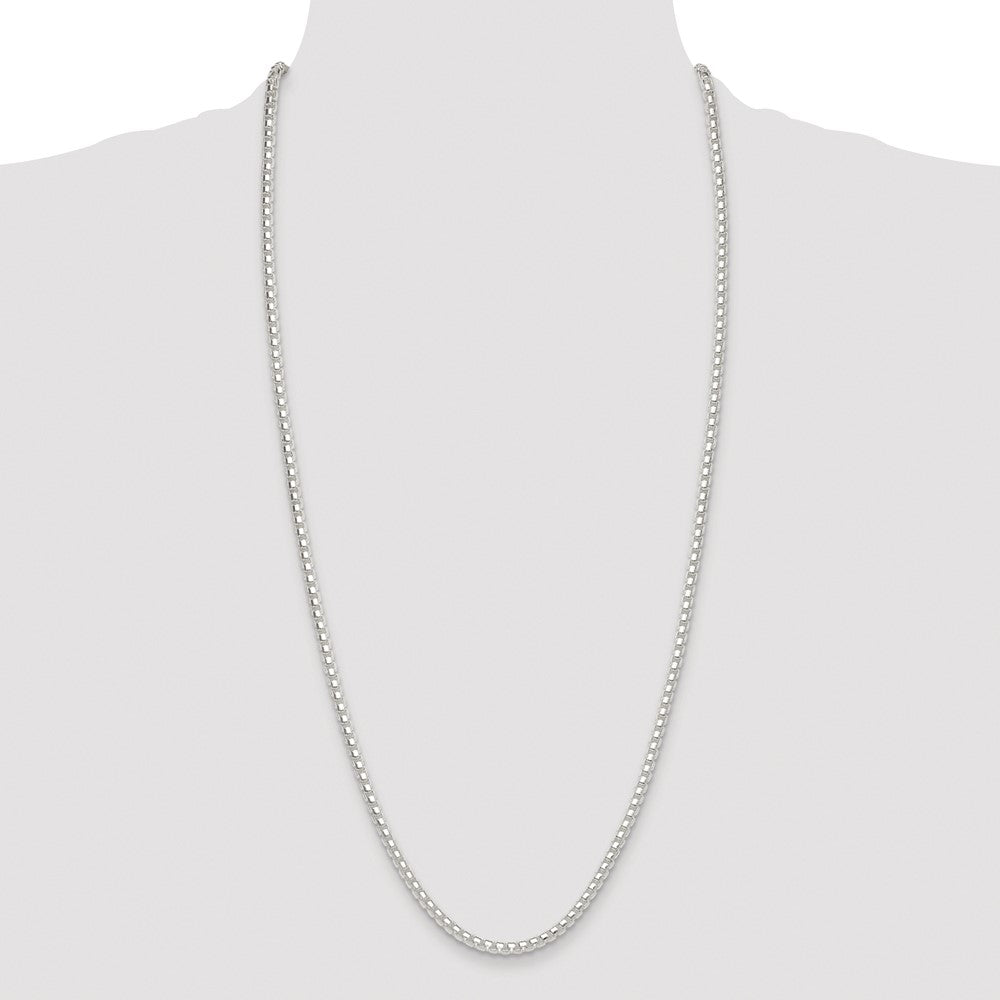 Sterling Silver Rhodium-plated Polished 4mm Round Box Chain