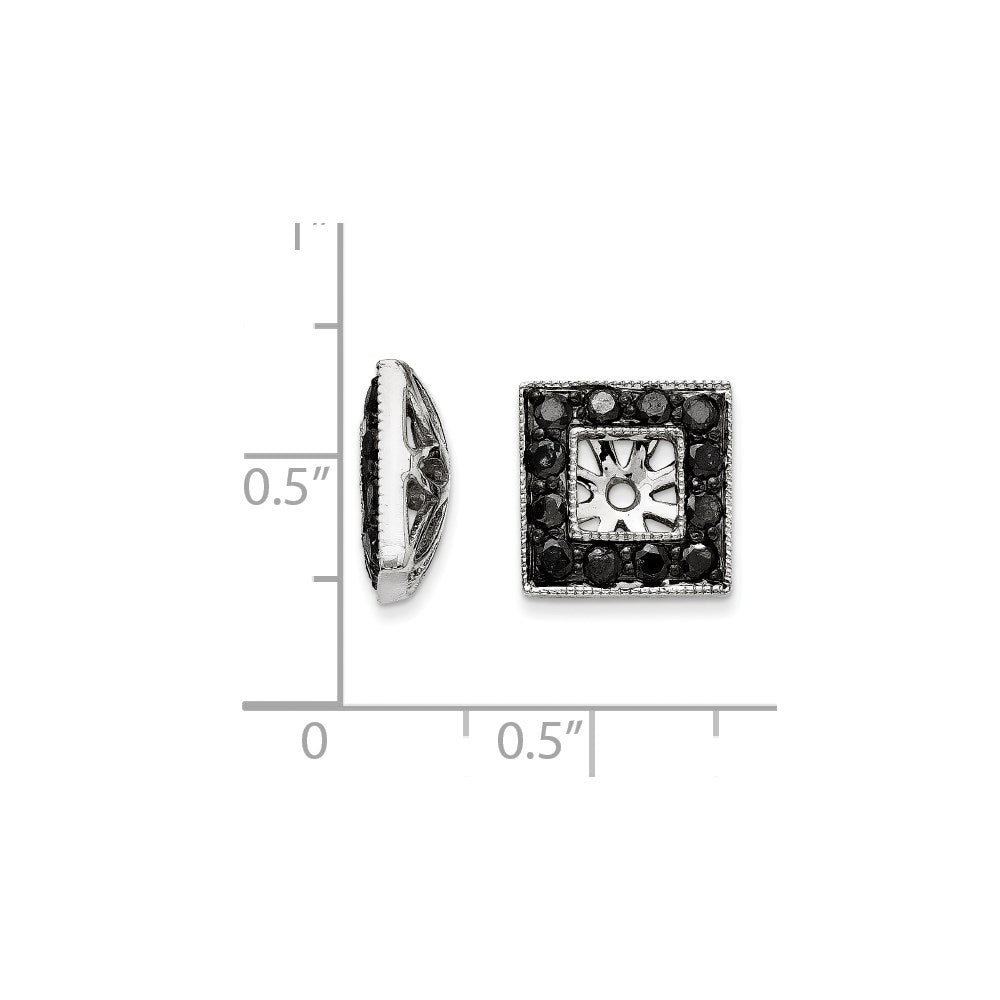 14K White Gold Black Diamond Square Jacket Earrings