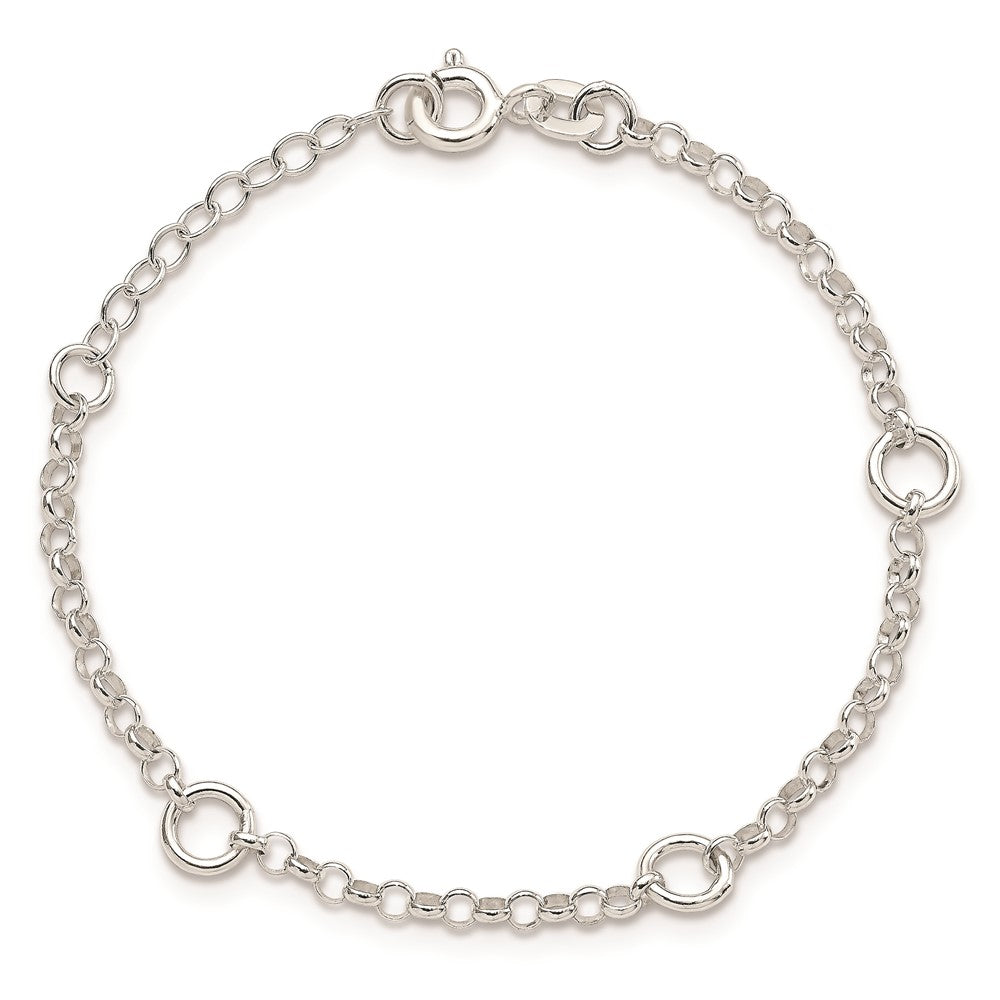 Sterling Silver Polished Fancy Rolo Chain Children's Bracelet 6 inches