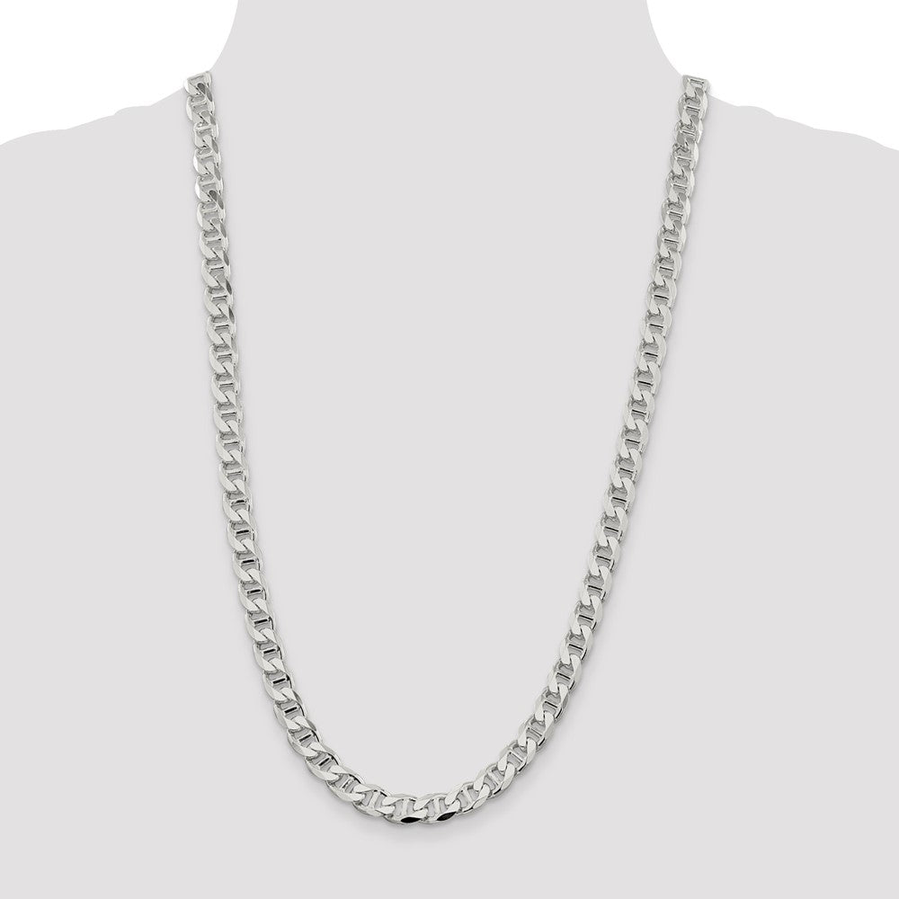 Sterling Silver 8.25mm D/C Flat Anchor Curb Chain 26 Inches