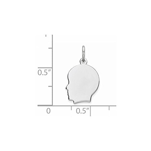 Sterl Silver Rh-plt Engraveable Boy Polished Front/Satin Back Disc Charm
