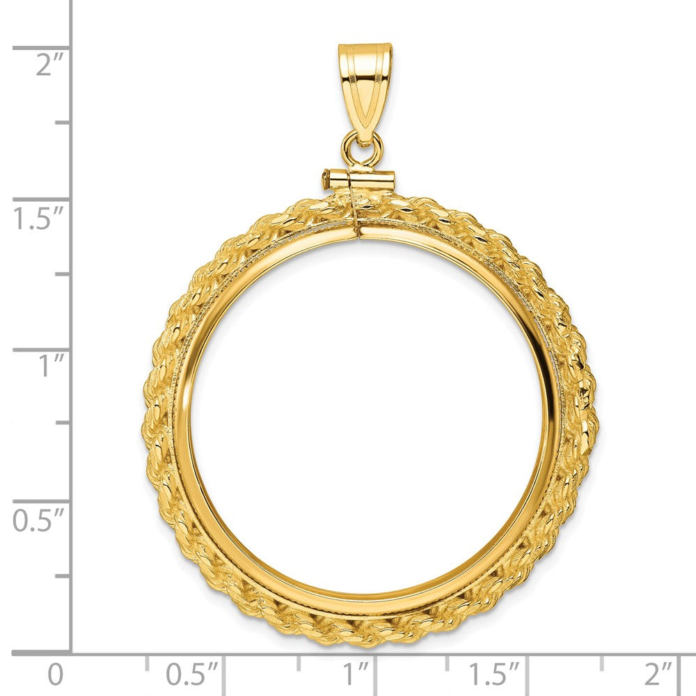 Wideband Distinguished Coin Jewelry 14k Polished Casted Rope 32.7mm x 3.00mm Screw Top Coin Bezel Pendant
