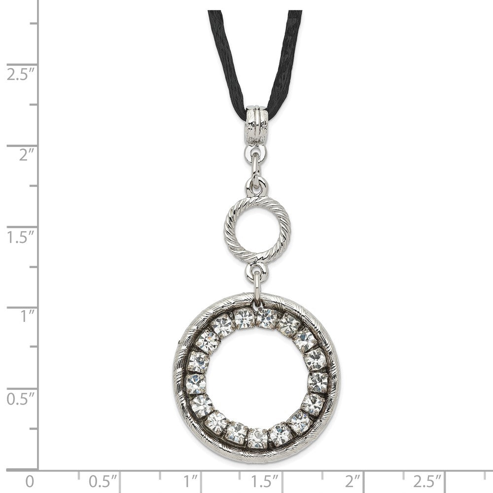 1928 Silver-tone Crystal Circle w/ 3in ext Necklace