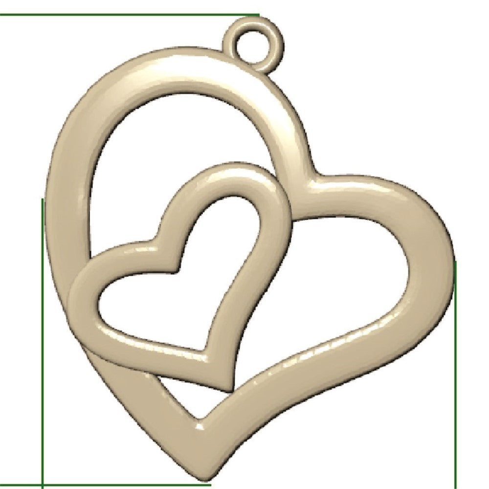 14k Fancy Two Heart Charm
