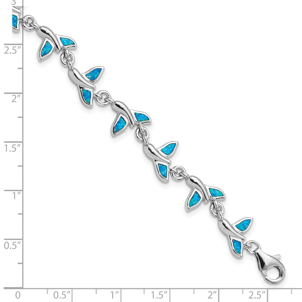 Sterling Silver Rhodium-Plated Whale Tail 7.75 inch Bracelet 7.75 inches