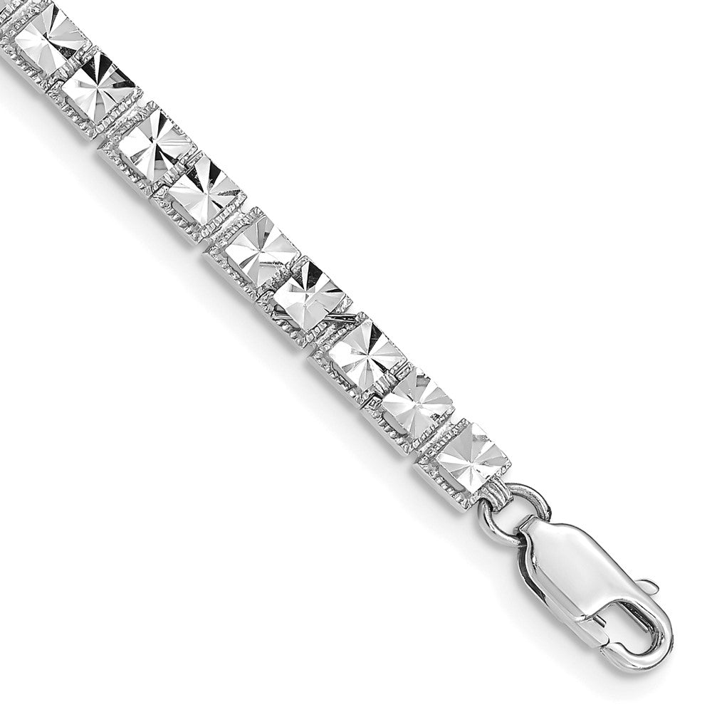 14K White Gold Diamond-Cut Bracelet 7.5 inches