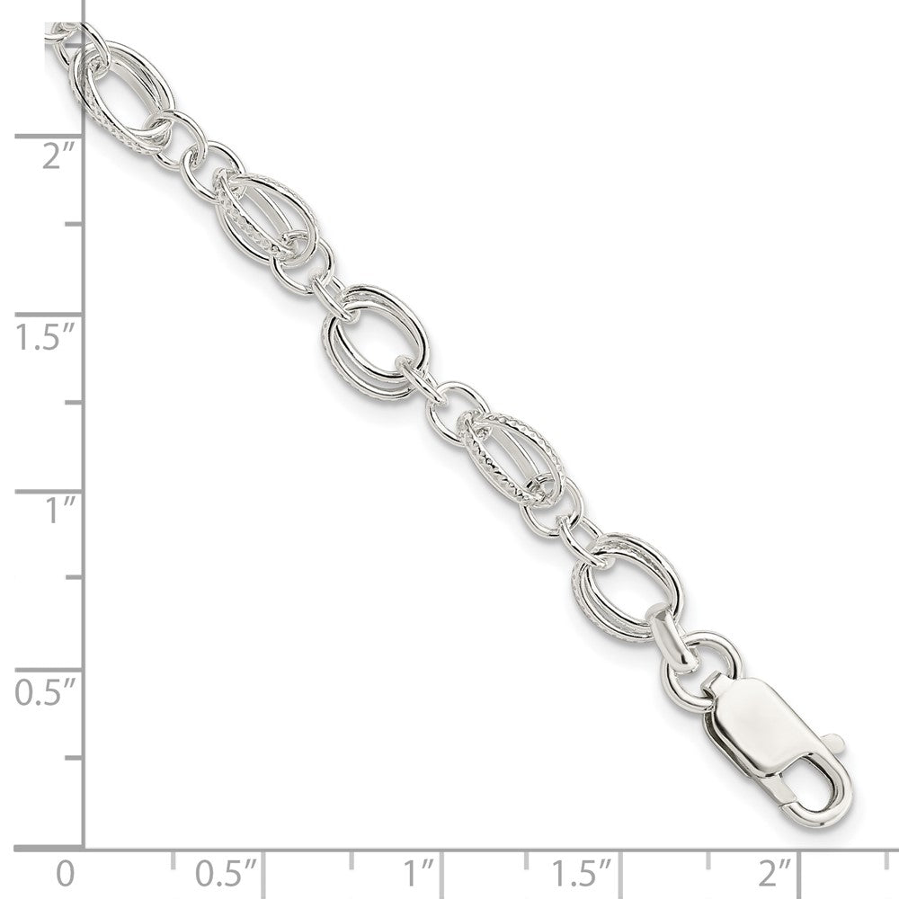 Sterling Silver Polished and Textured 5.5mm Fancy Bracelet 7.5 inches