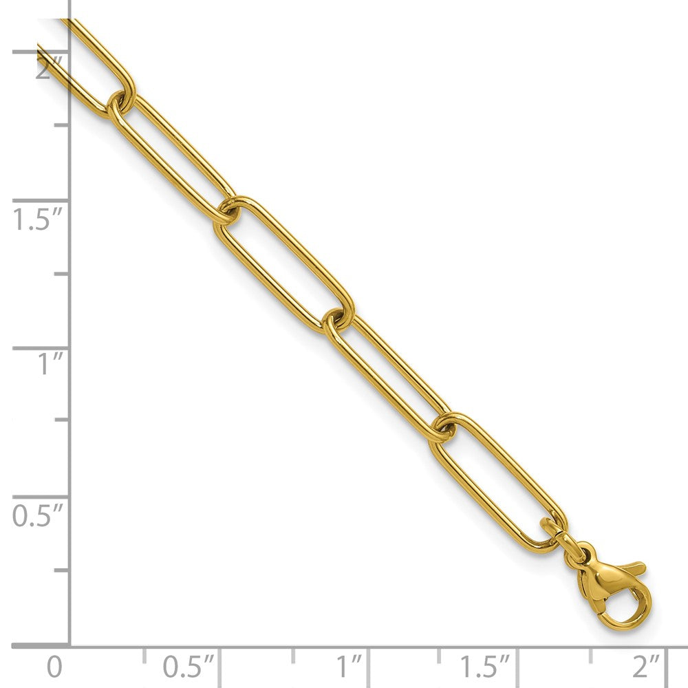 Stainless Steel Polished Yellow IP Paperclip Link 7in w/1.25in ext Bracelet 7 inches