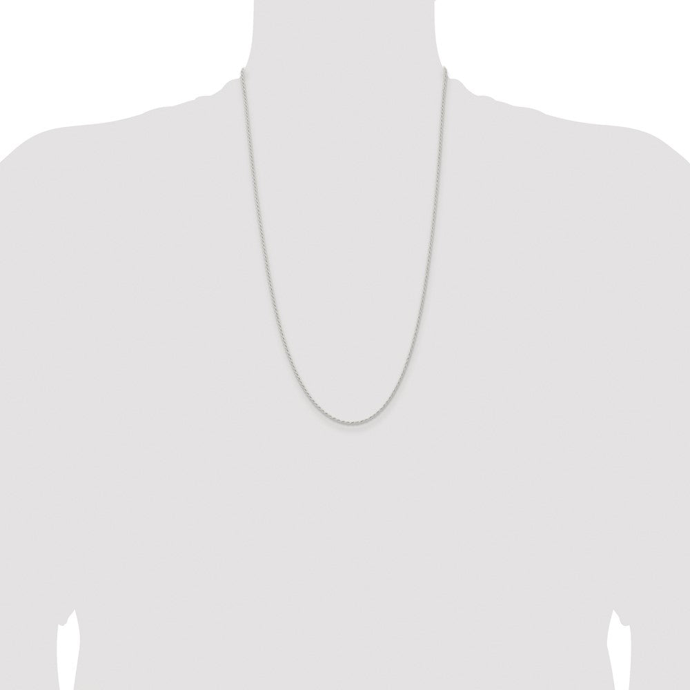 Sterling Silver Rhodium-plated 1.5mm Solid Rope Chain