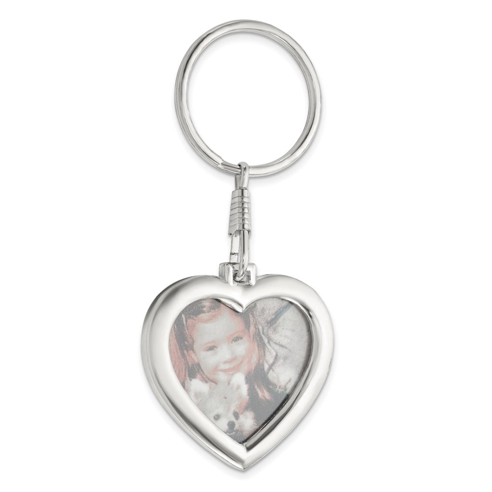 Silver-tone Heart 1x1 Inch Photo Frame Key Ring Q-GM22538