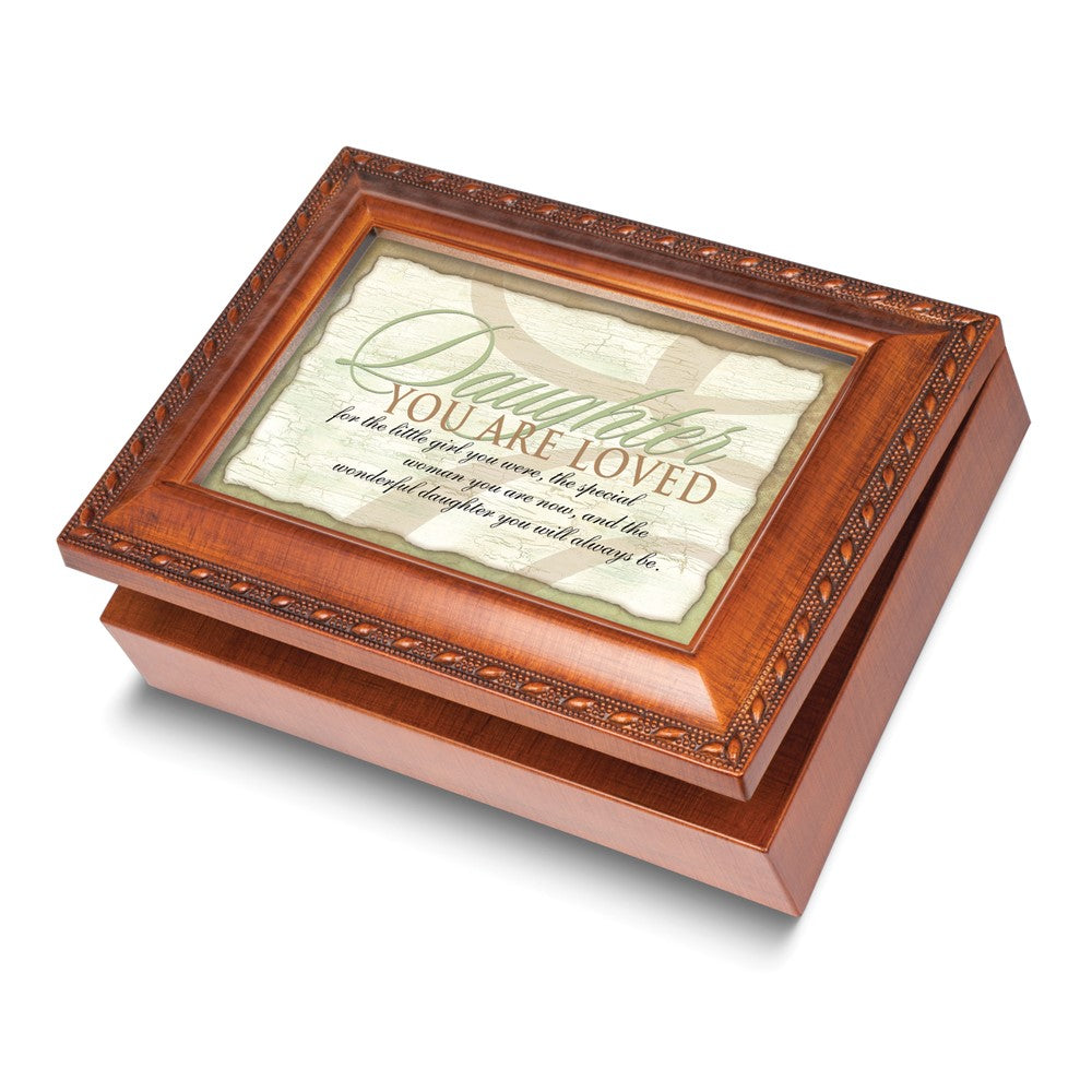 Woodgrain Resin DAUGHTER YOU ARE LOVED Traditional Music Box (Plays You Light Up My Life) Q-GM11608