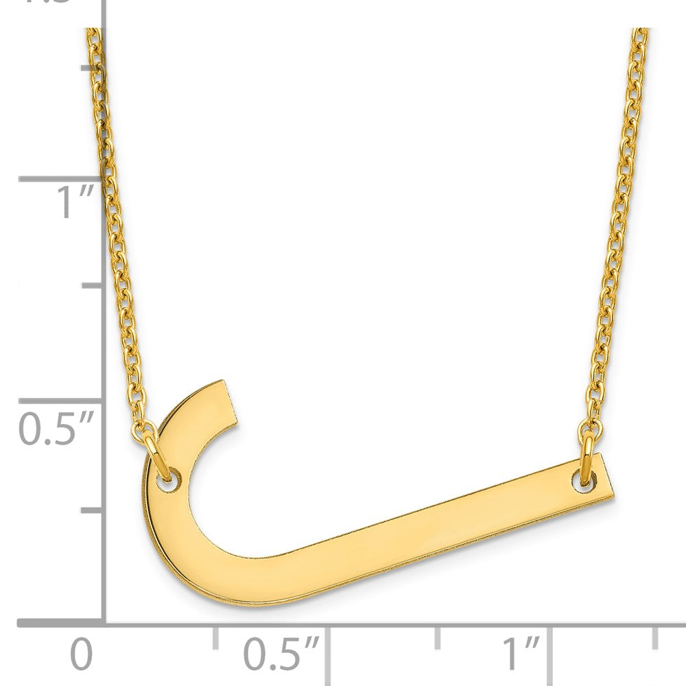 Sterling Silver Gold Plated Polished Large Letter J Necklace