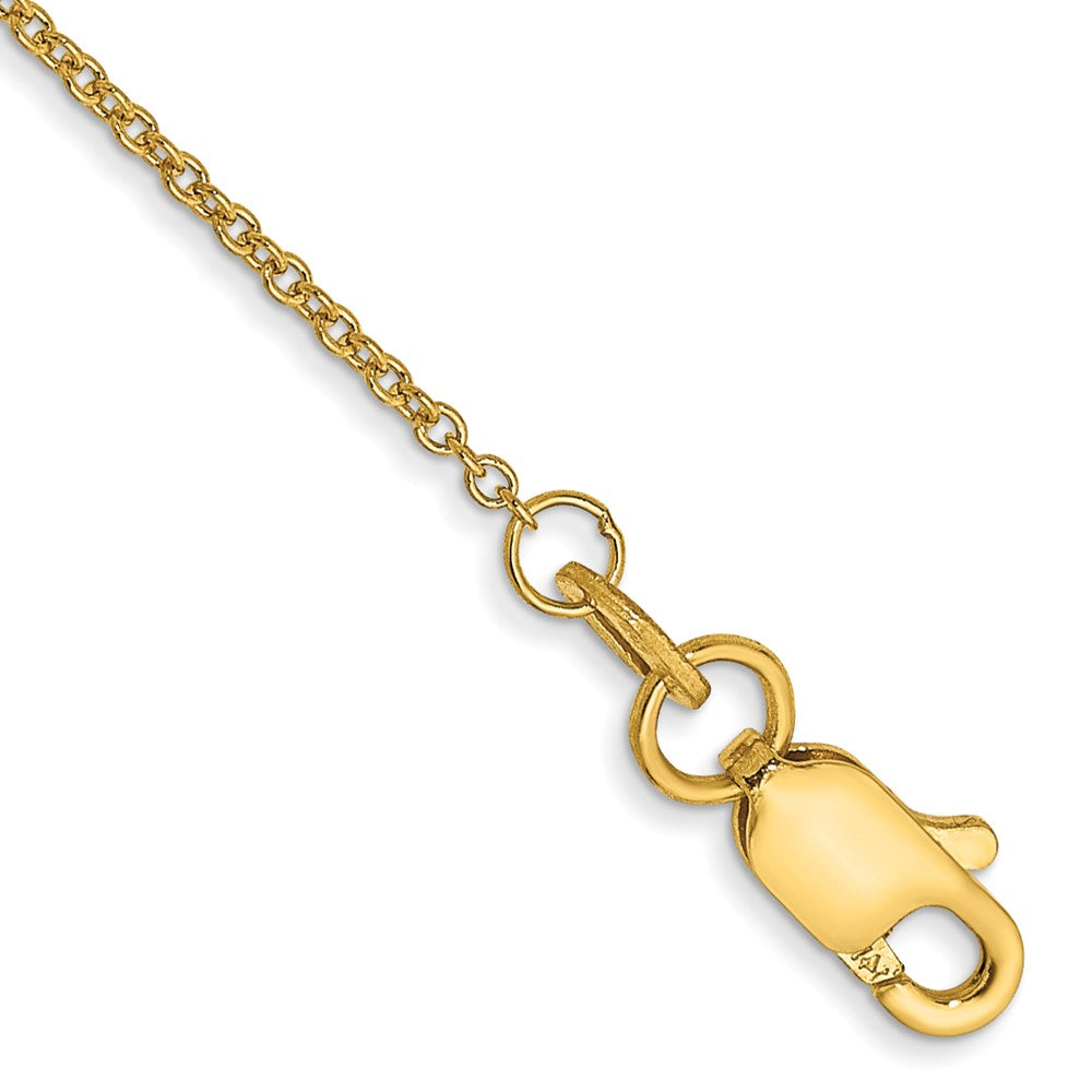 14K 9 inch 1mm Round Open Link Cable with Lobster Clasp Anklet 9 inches