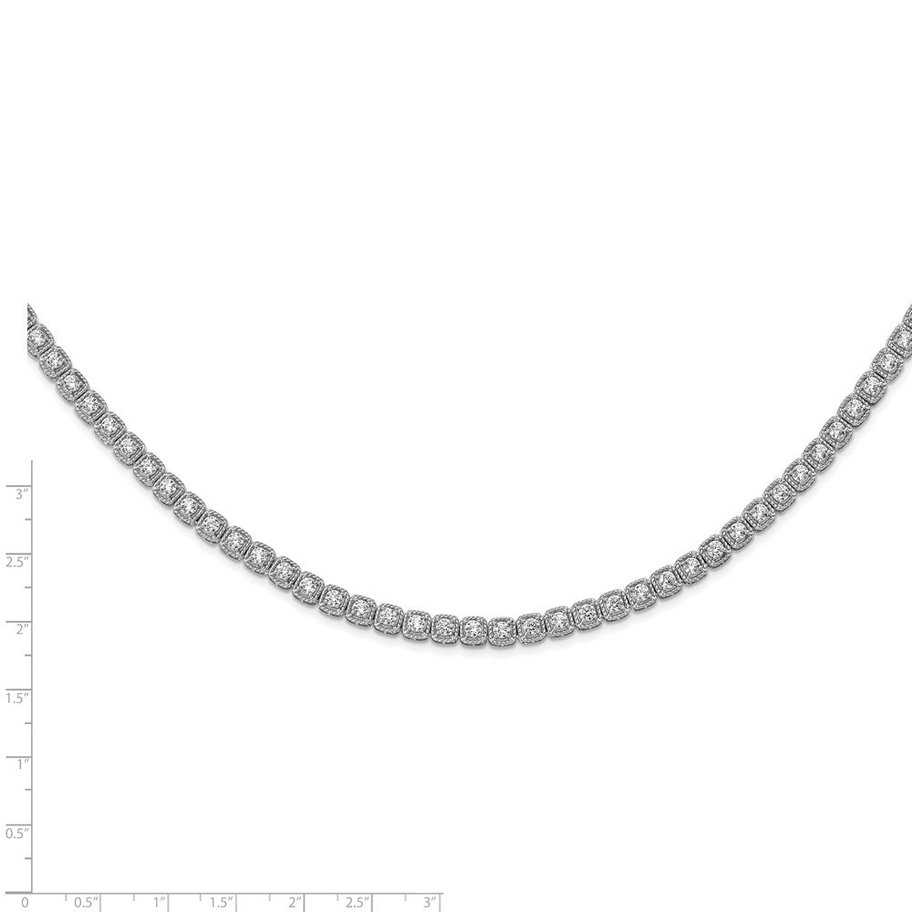 Sterling Shimmer Sterling Silver Rhodium-plated 17 inch 80 Stone CZ Riviera Necklace 17 Inches