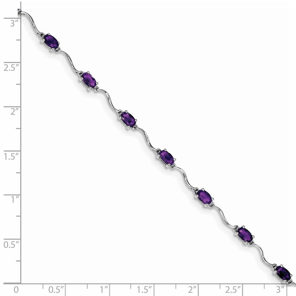 Sterling Silver Rhodium-plated Amethyst Bracelet 7 inches
