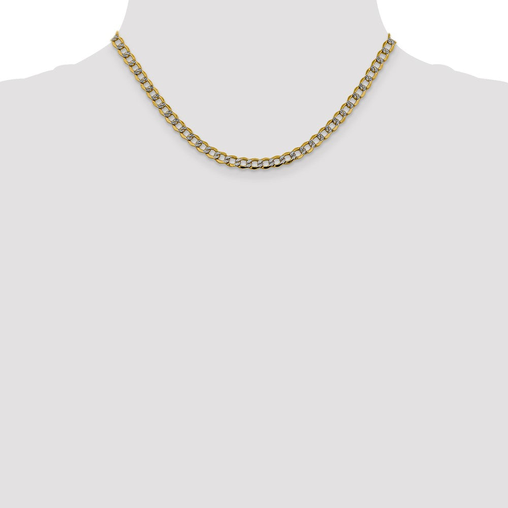14K 16 inch 5.2mm Semi-Solid with Rhodium Pav‚ Curb with Lobster Clasp Chain