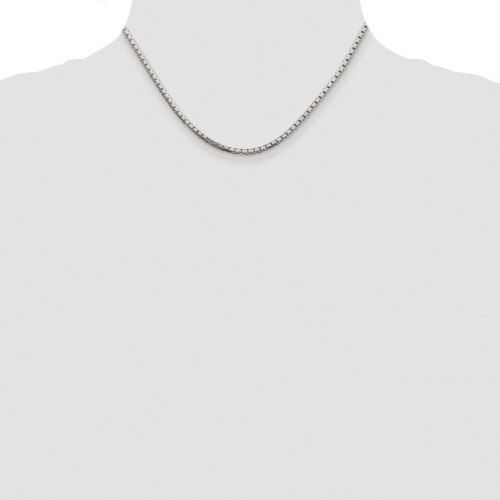 Sterling Silver Rhodium-plated 2.5mm 8 Sided Diamond-cut Box Chain