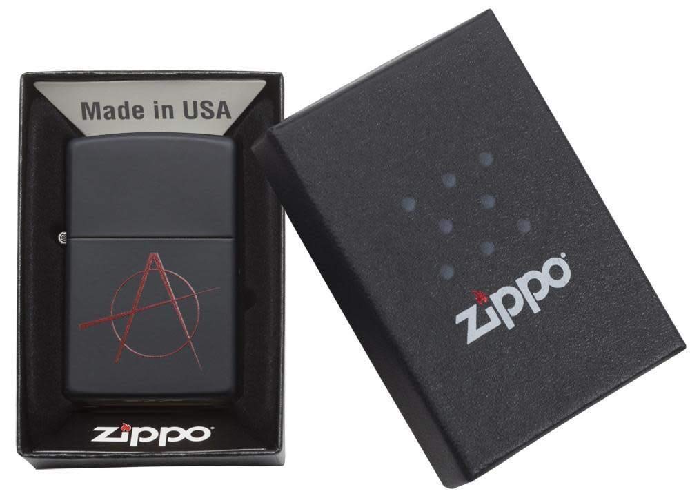 Zippo Anarchy Symbol Black Matte Pocket Lighter