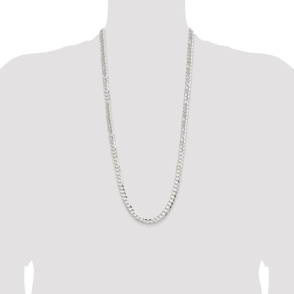 Sterling Silver 7.8mm Concave Beveled Curb Chain