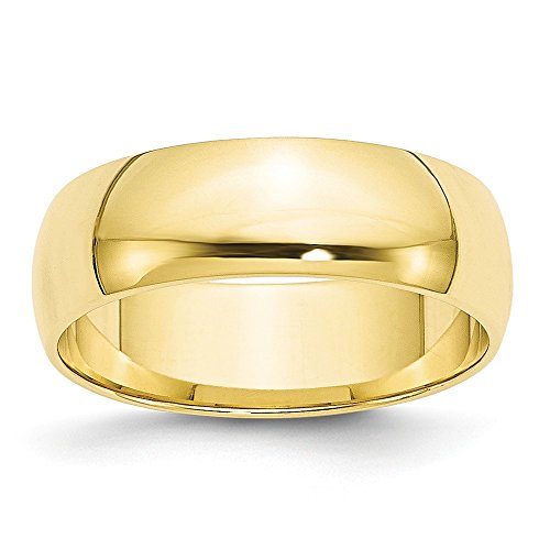 10k Yellow Gold 6mm Lightweight Half Round Wedding Band Size 6.5