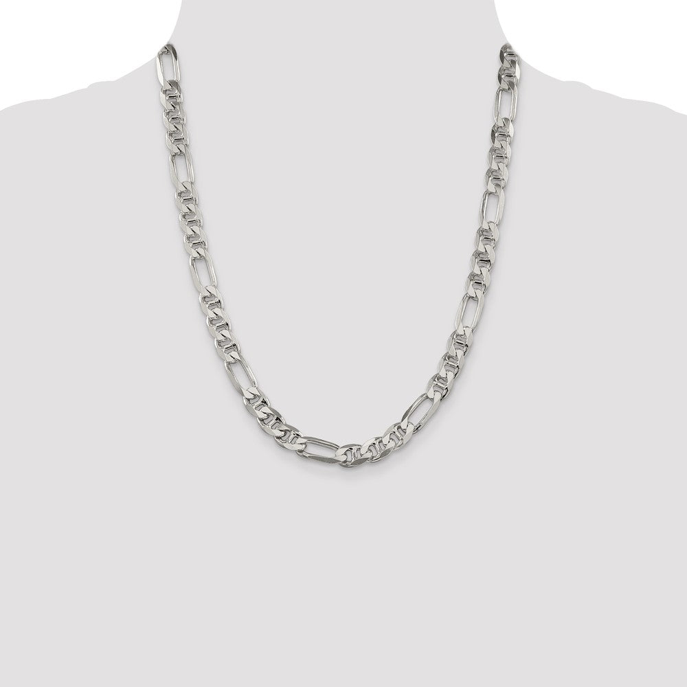 Sterling Silver 8.25mm Figaro Anchor Chain 22 Inches