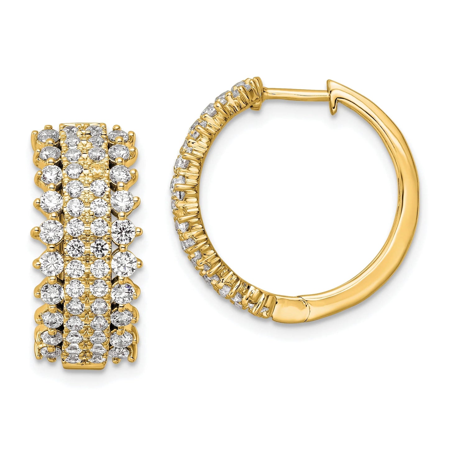 Primal Gold 14 Karat Yellow Gold Lab Grown Diamond SI1/SI2, G H I, Hinged Hoop Earrings