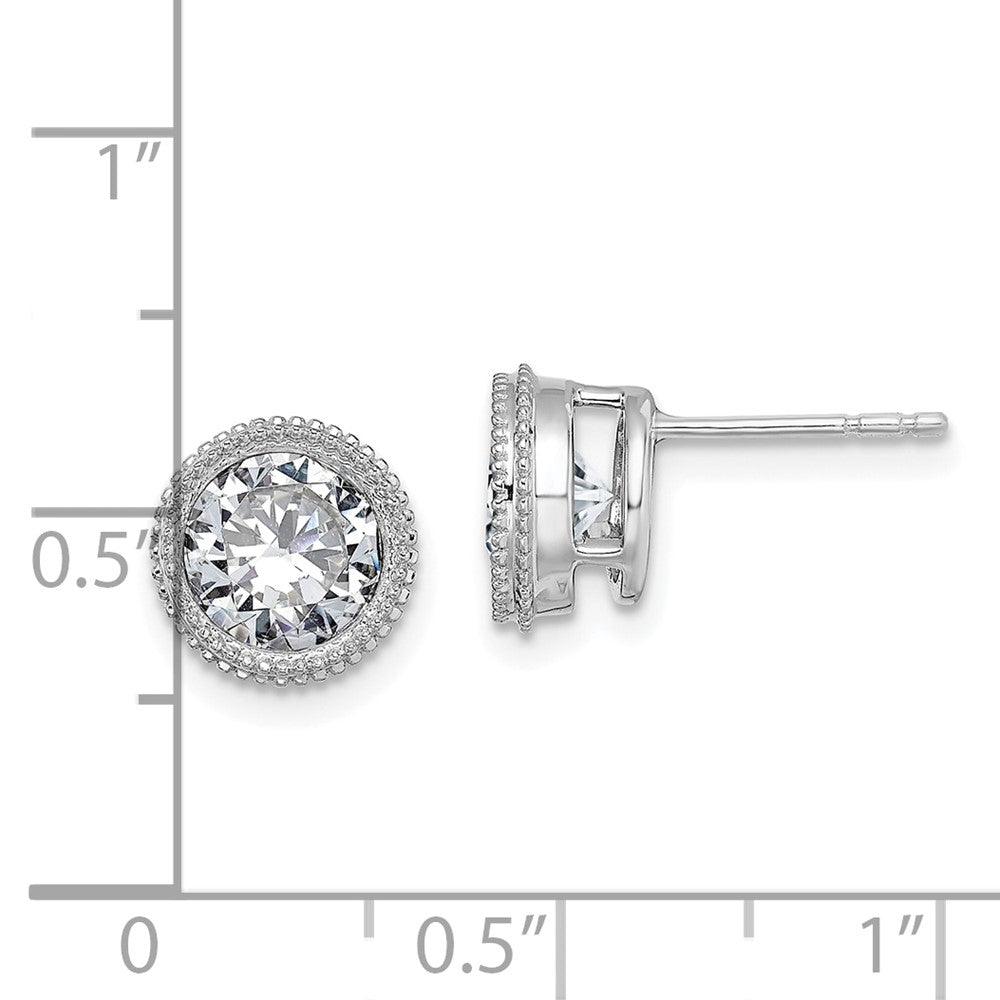 14k White Gold Round Beaded Bezel G H I True Light Moissanite Earrings