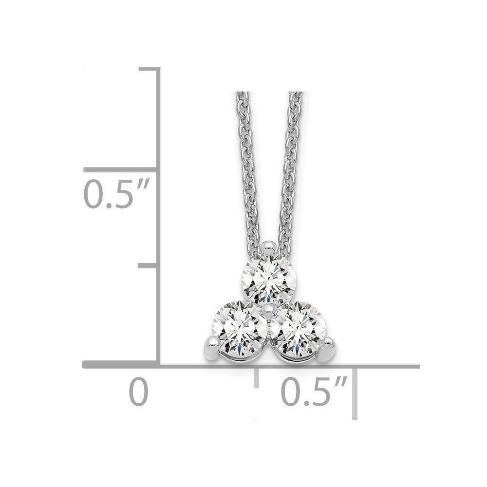 True Origin 14K White Gold 1/2 carat Lab Grown Diamond VS D E F Three Stone 18 inch Necklace