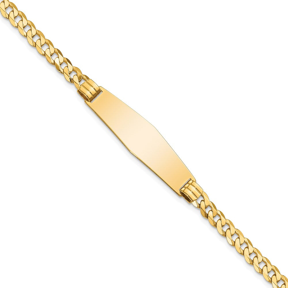 14K Curb Link Soft Diamond Shape ID Bracelet 8 inches