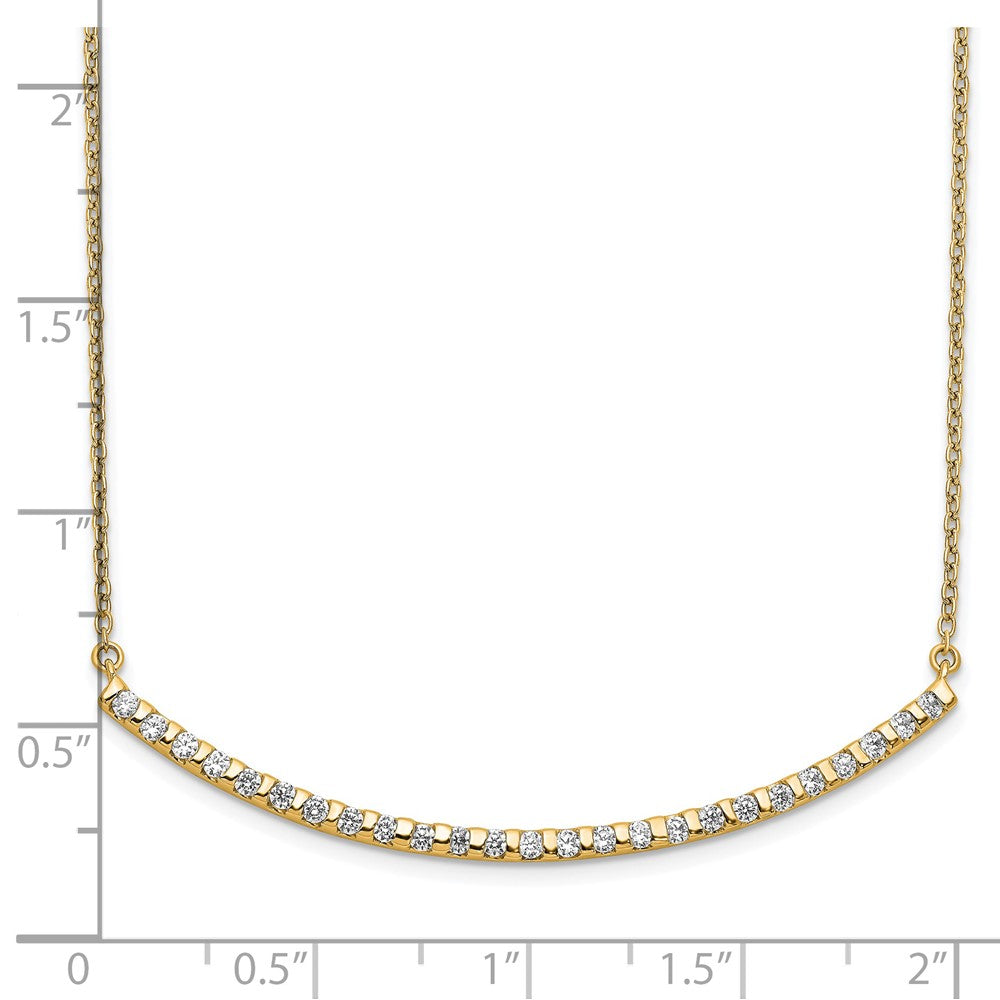 14k 1/2 carat Lab Grown Diamond VS/SI+ G+ 18 inch Curved Bar Necklace