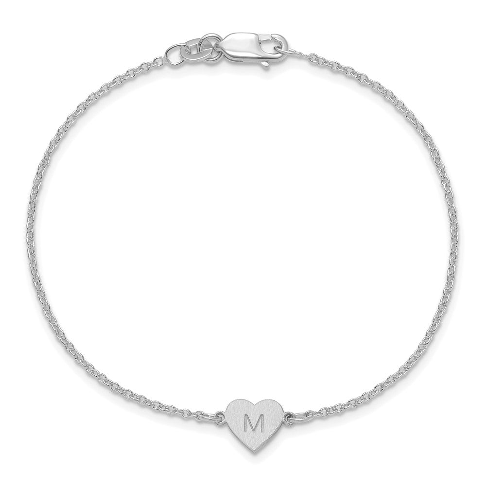 SS/Rhodium-plated Brushed 1 Station Heart Bracelet