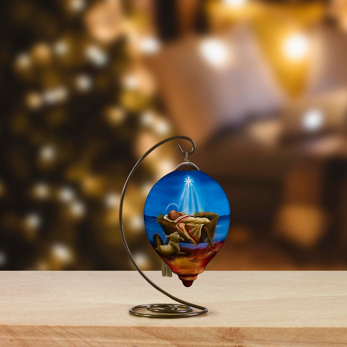 Neqwa Art Merry Christmas to All by Marcello Corti Hand-painted Glass Ornament