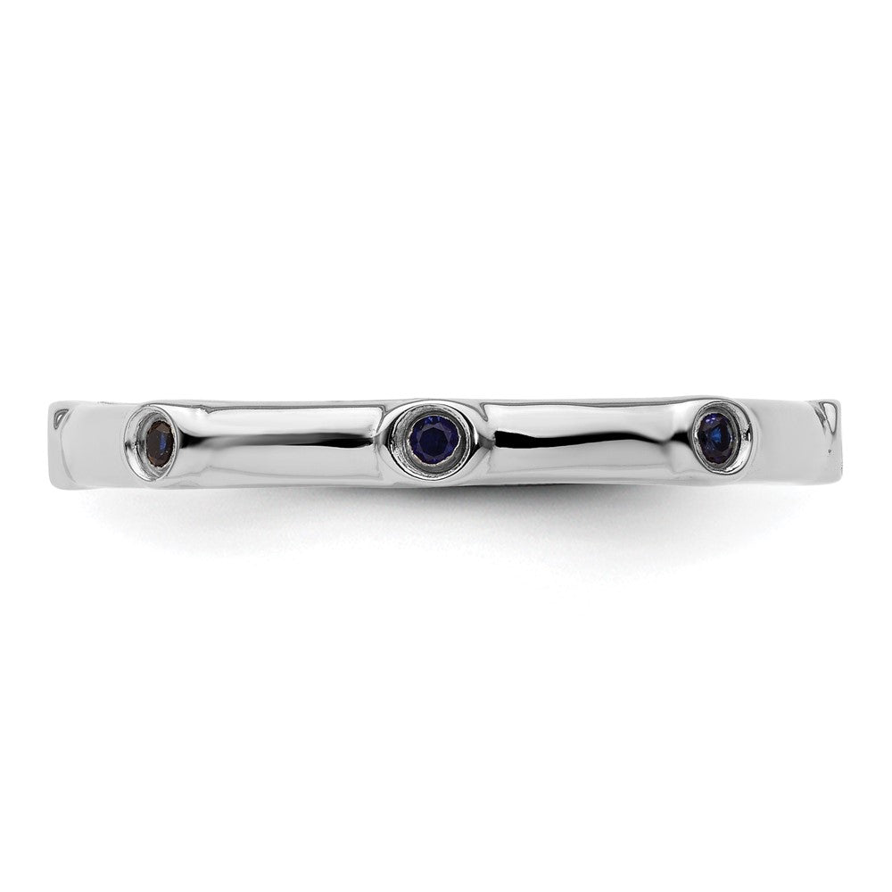 Sterling Silver Stackable Expressions Created Sapphire Ring Size -8