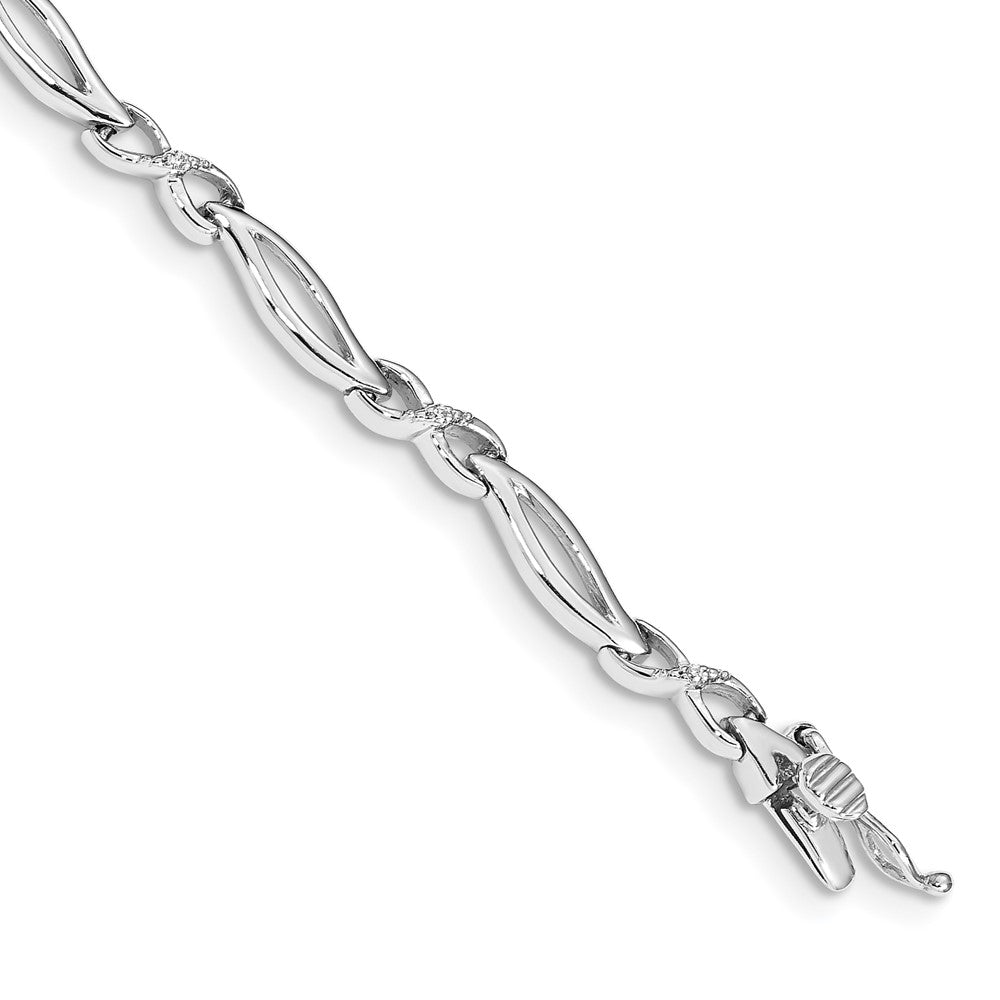 14k White Gold Diamond 7 in Infinity Link Bracelet 7 inches