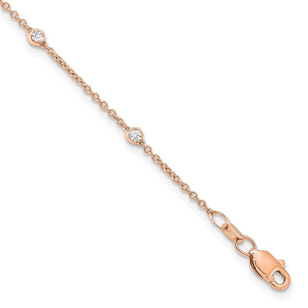 True Origin 14k Rose Gold 1/6 carat Lab Grown Diamond VS DEF Seven Station 7 inch Bracelet