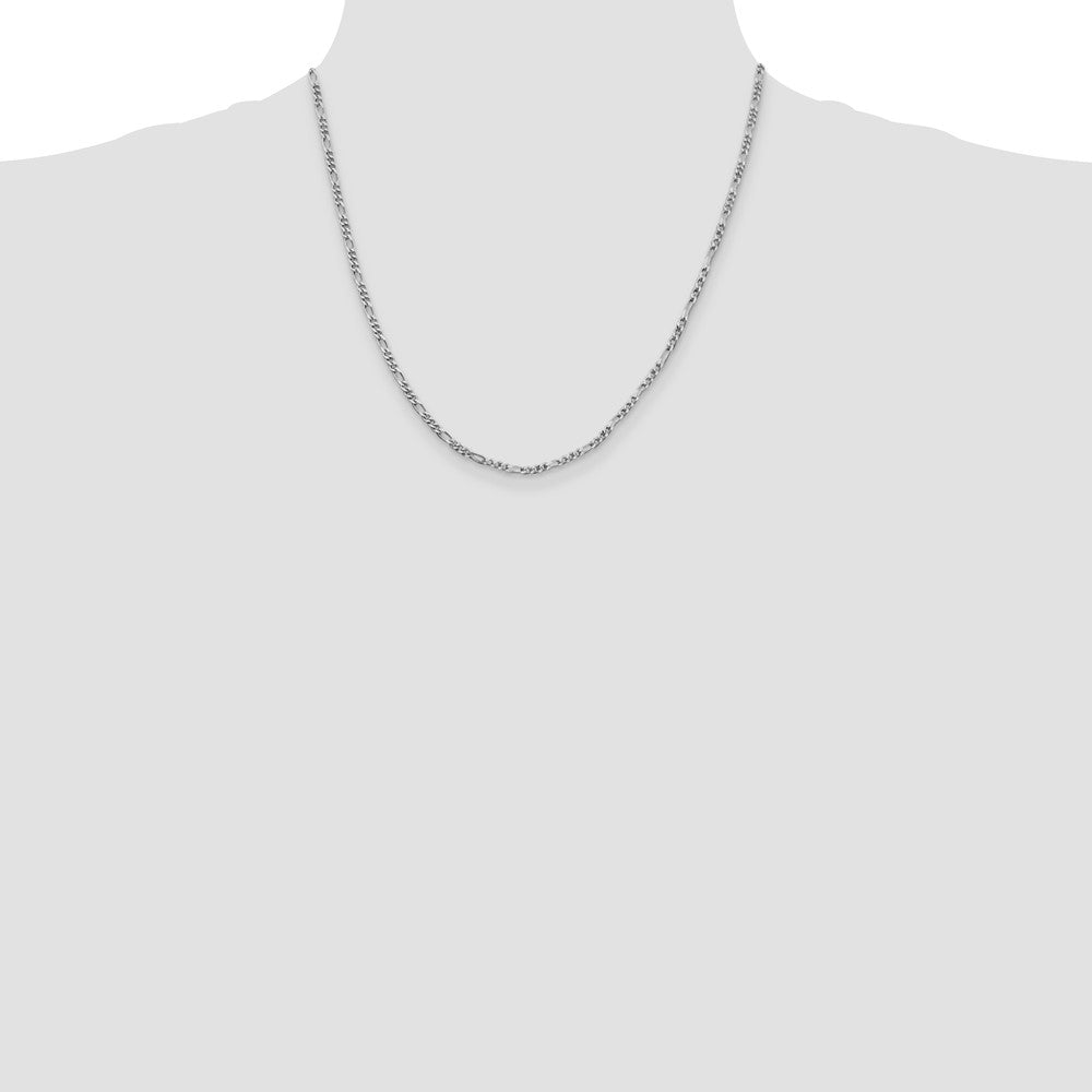 Sterling Silver Rhodium-plated 2.5mm Figaro Chain 20 Inches